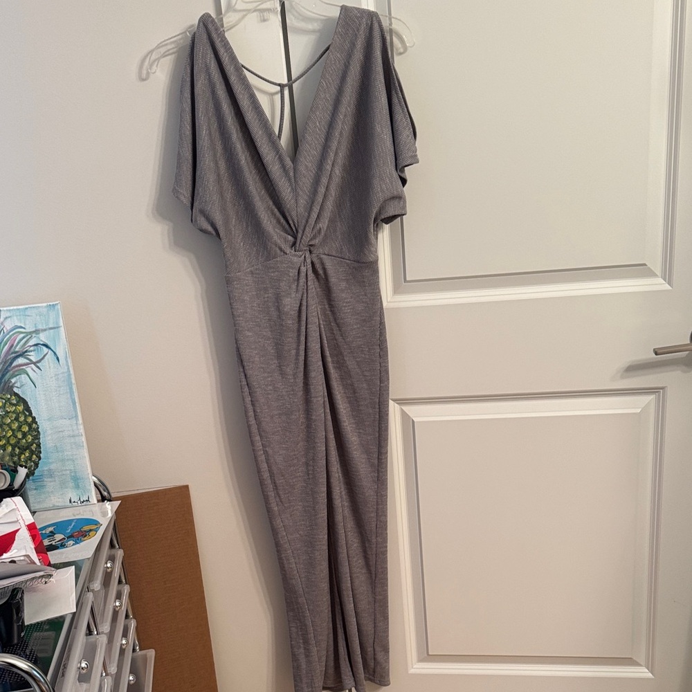 Sugarlips Charcoal V-Neck Jumpsuit